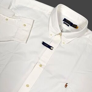 Polo Ralph Lauren Performance Shirt Men 3XLT White LS Button Down Poly/Nylon NWT